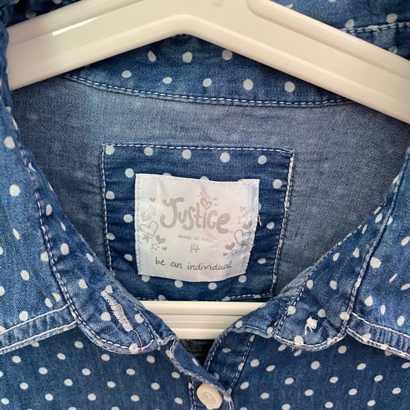 Justice Denim Polka Dot Shirt - Picture 2 of 3